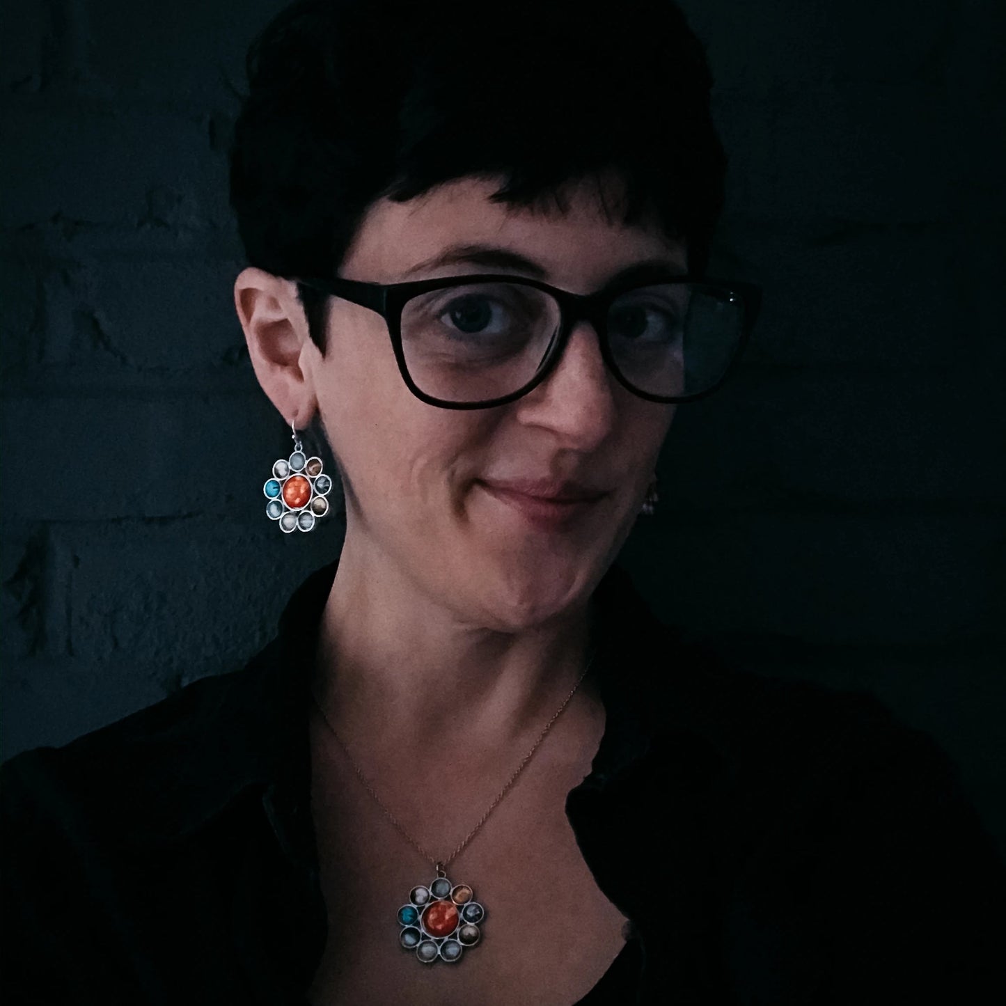 Solar System Halo Dangle Earrings