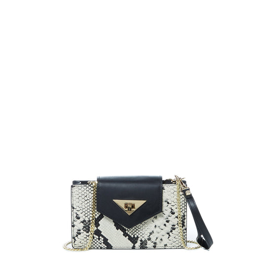 SUSU Mini Crossbody Bag Small Leather Snakeskin Black Purse Wristlet Women's Handbag