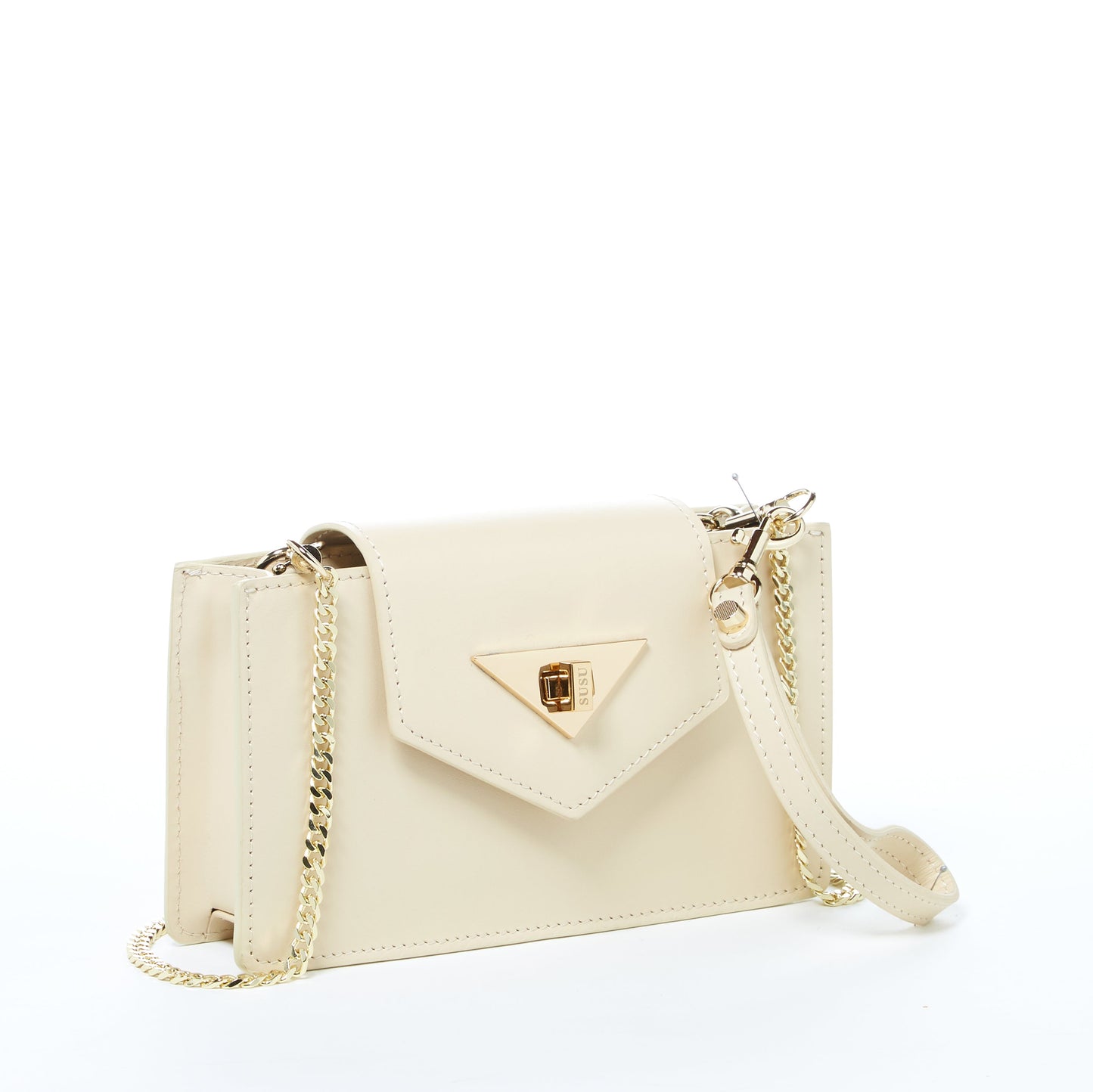 SUSU Off White Bag Mini Crossbody Purse Cream Leather Wristlet Women's Handbag